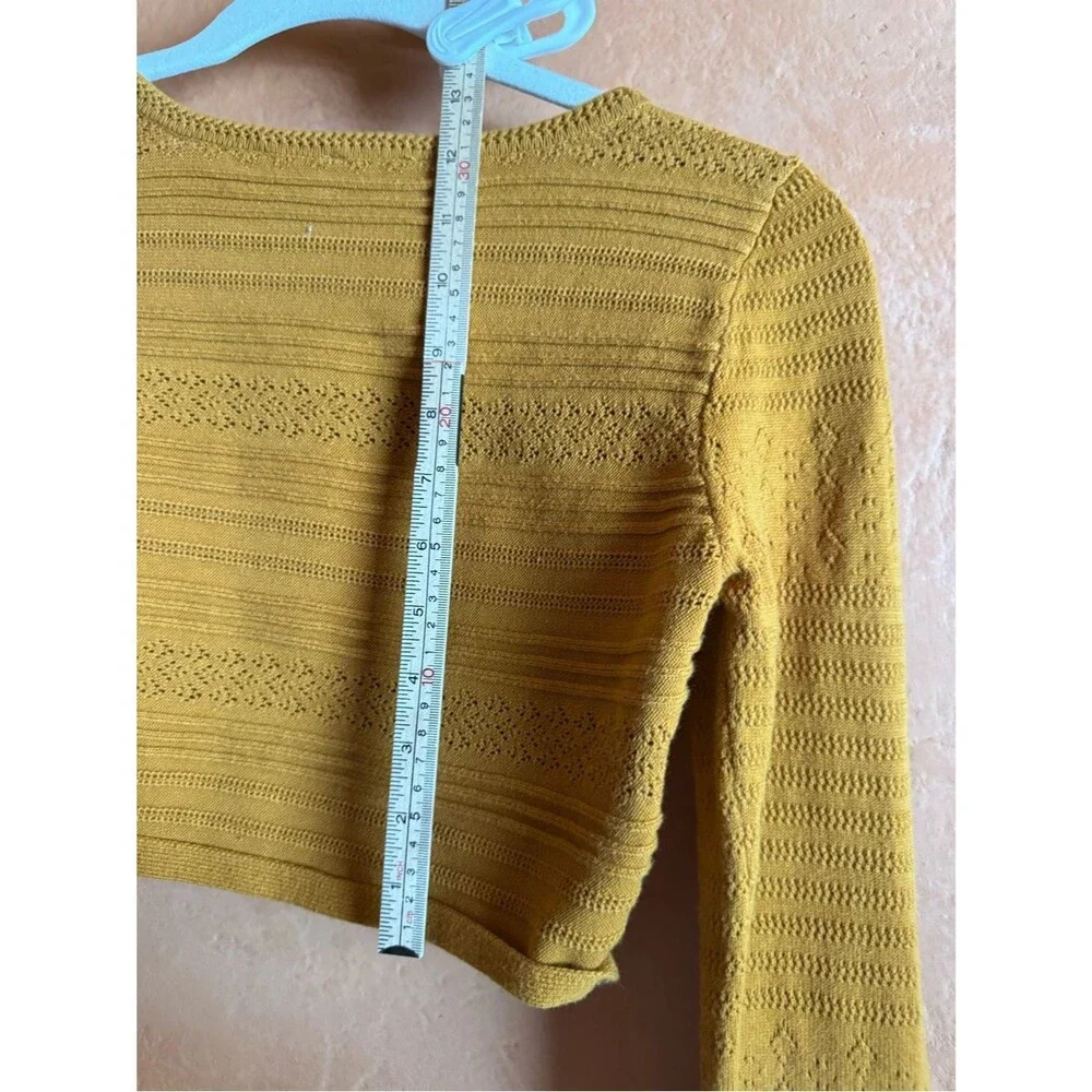 Free People Intimately FP Pointelle Knit Crop Sweater Size S Ballet Core